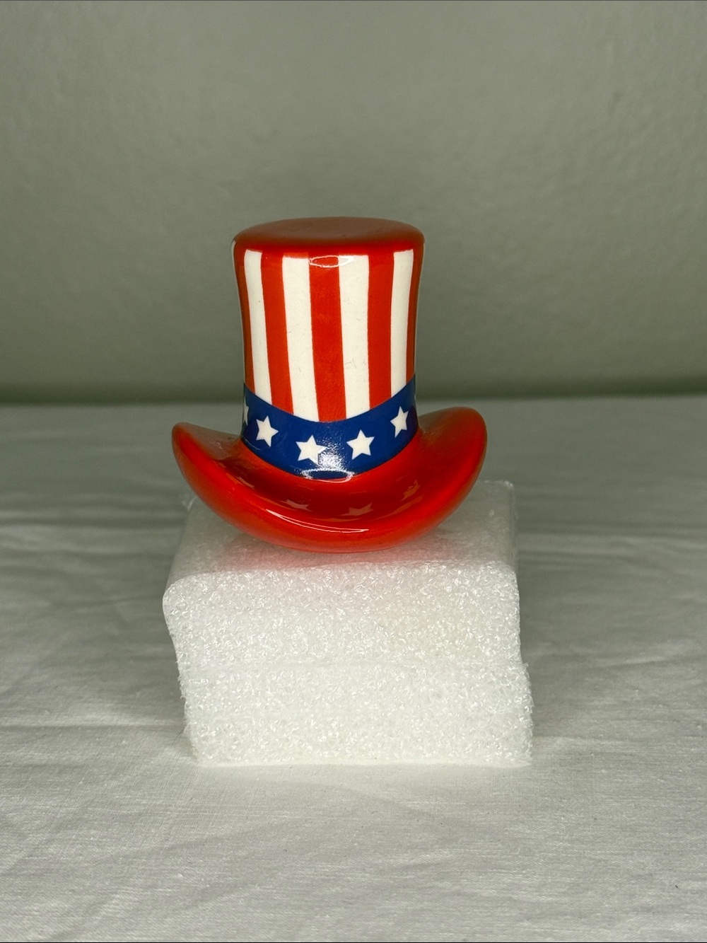 Nora Fleming Patriotic Uncle Sam Hat Mini Red White Blue Stars ~2"